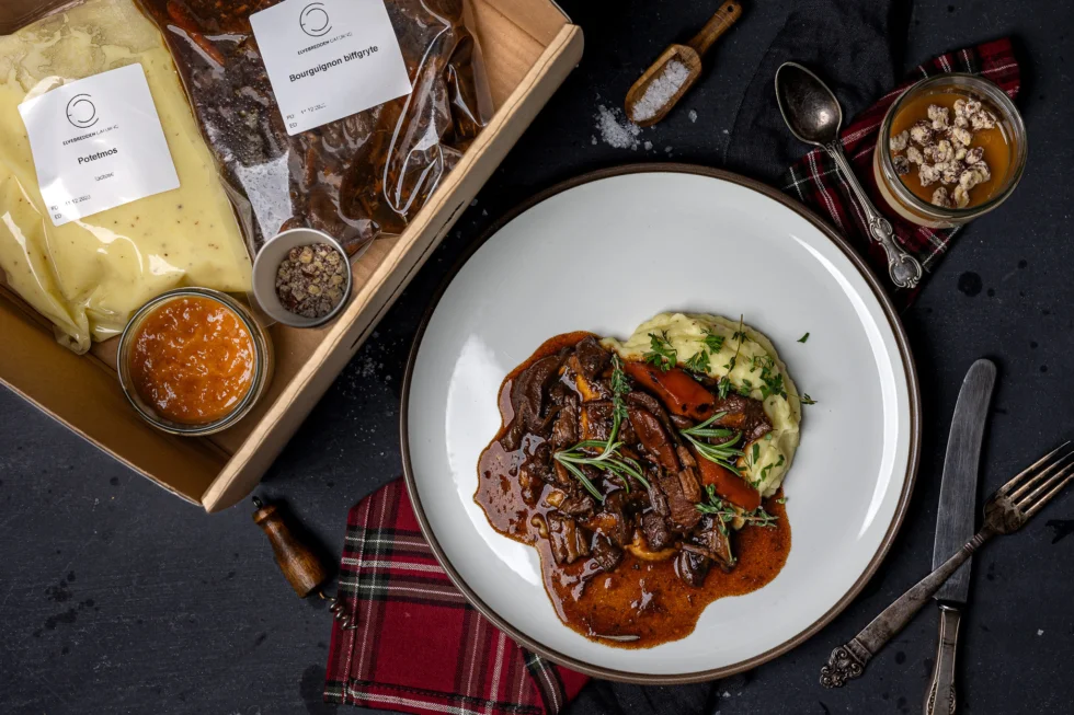 2-retters påskekasse (boeuf bourguignon og multe)